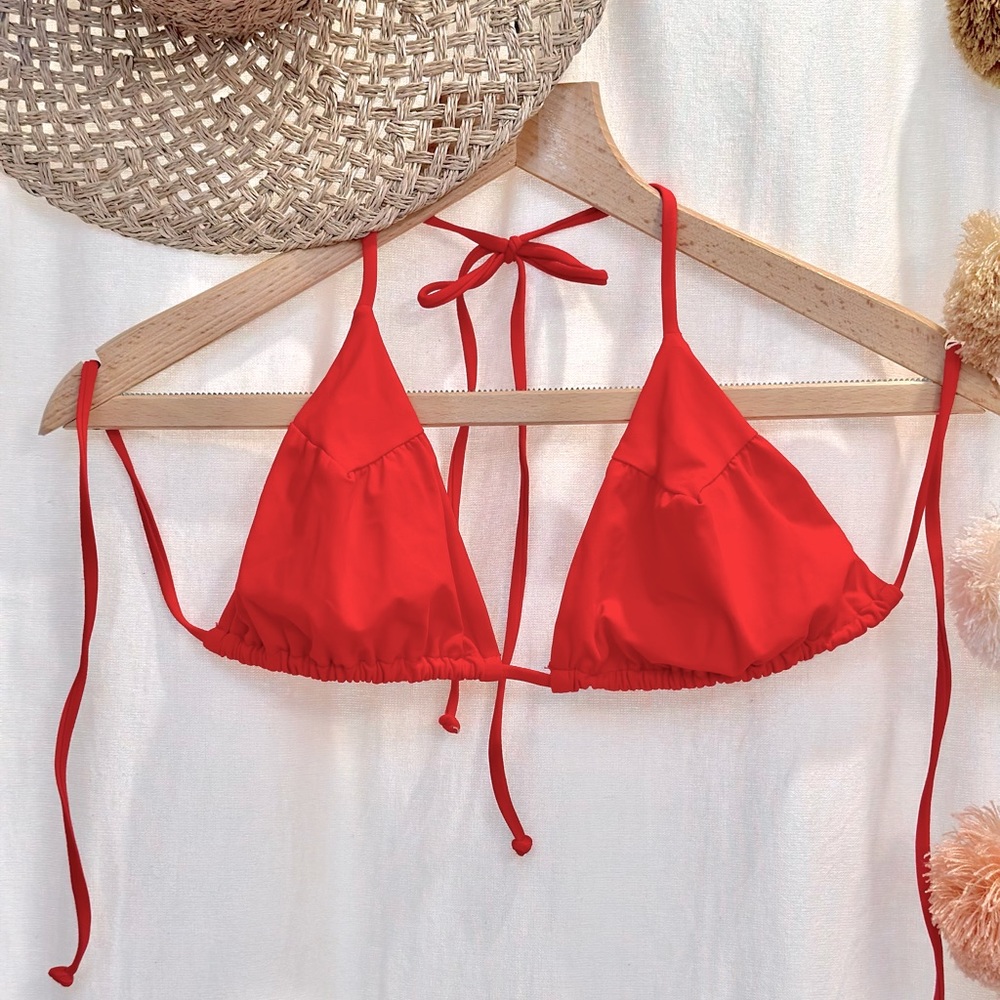 Boys + Arrows swimwear red triangle top Large